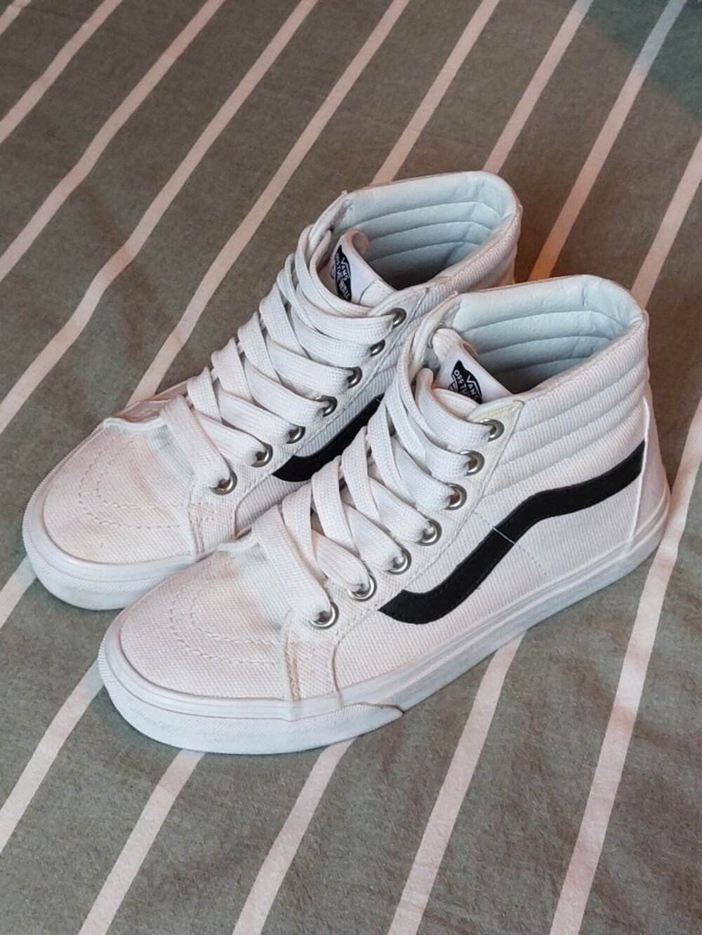 Vans off-white canvas fat lace Sk8 Hi shoes